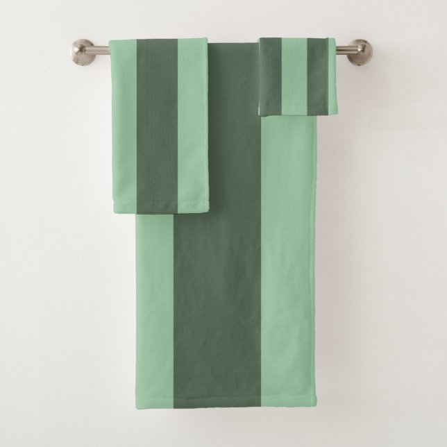 Stylish Green Large Stripes Bath towel Set (Insitu)