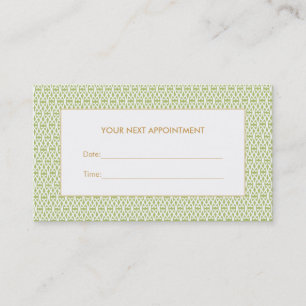 Stylish Green Lattice Salon Appointment Card