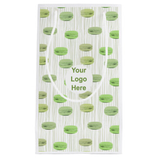 Stylish green macarons pastry personalized small gift bag