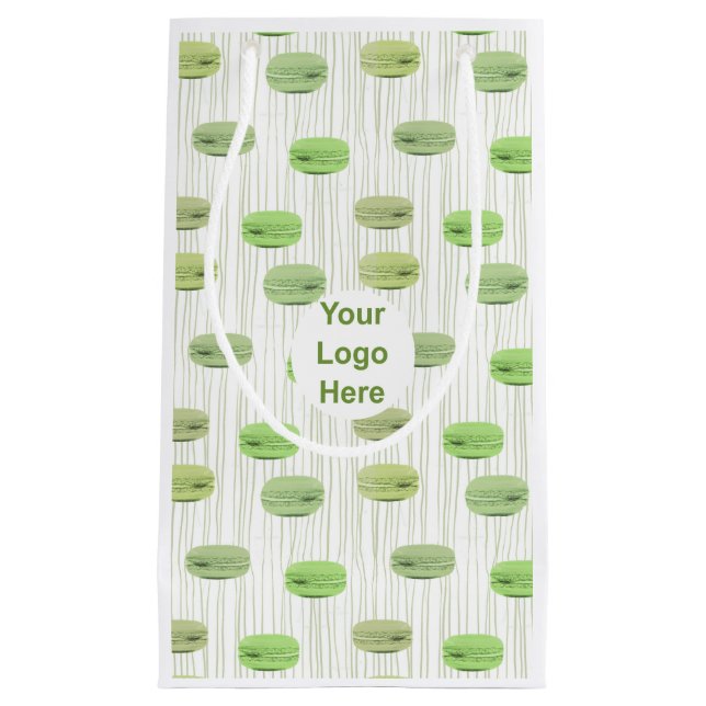 Stylish green macarons pastry personalized small gift bag (Front)