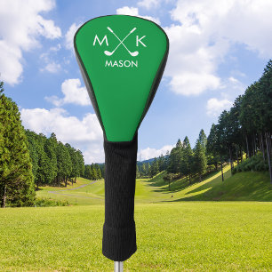 Stylish Green   Modern Golf Logo Personalized Golf Head Cover