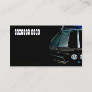 Stylish green muscle car in black business card