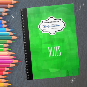 Stylish Green Patterned Personalized Composition Notebook