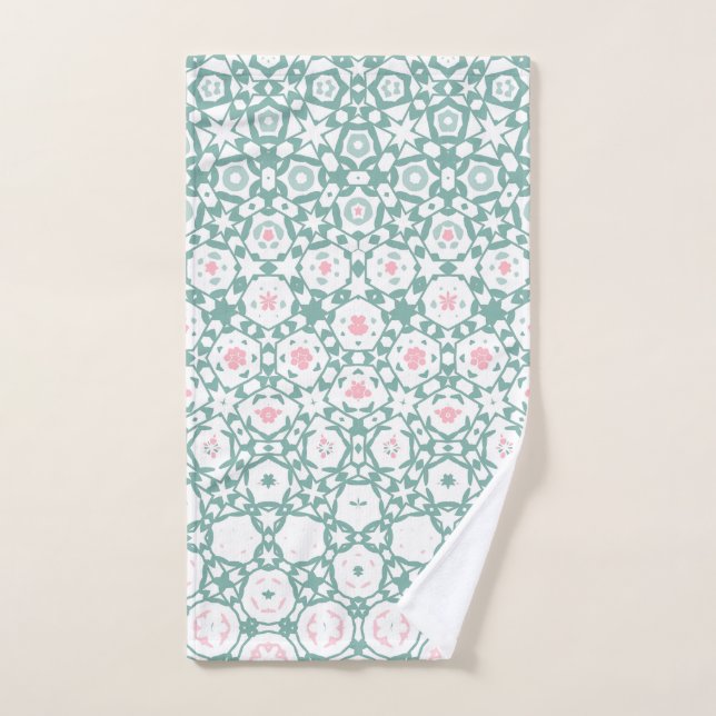 Stylish Green Rose Geometric Exercise Hand Towel (Serviette à main)