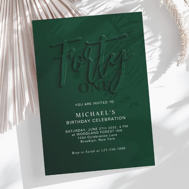 Stylish Green Script Forty 40th Adult Birthday Invitation (Creator Uploaded)