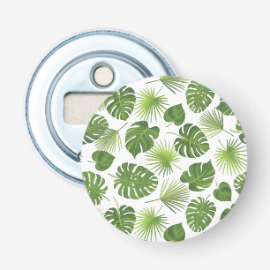 Stylish Green Tropical Leaves Pattern Bottle Opener
