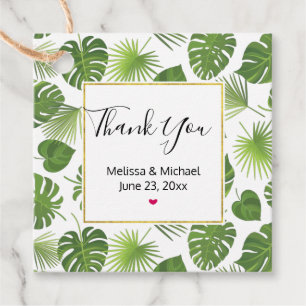 Stylish Green Tropical Leaves Pattern Favour Tags