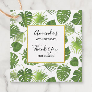 Stylish Green Tropical Leaves Pattern Favour Tags