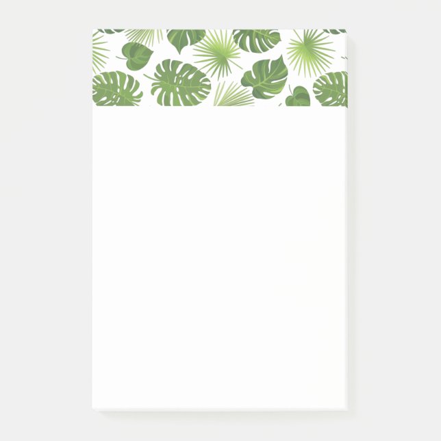 Stylish Green Tropical Leaves Pattern Post-it Notes (Front)