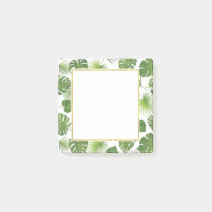 Stylish Green Tropical Leaves Pattern Post-it Notes