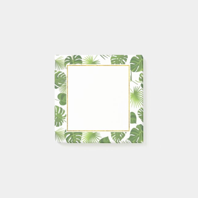 Stylish Green Tropical Leaves Pattern Post-it Notes (Front)