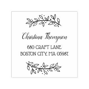 Stylish Greenery Return Address Self-inking Stamp