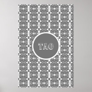 Stylish Grey and White Abstract Geometric Shape Poster