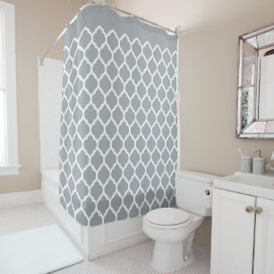Stylish Grey and White Moroccan Quatrefoil Pattern
