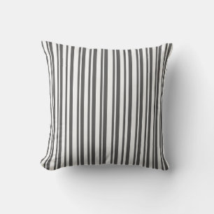 Stylish Grey and White Striped Accent Throw Pillow