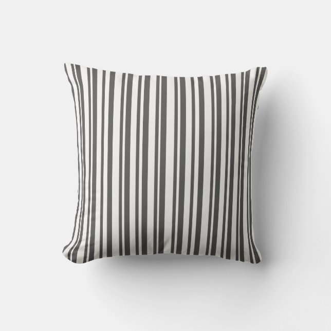 Stylish Grey and White Striped Accent Throw Throw Pillow (Front)