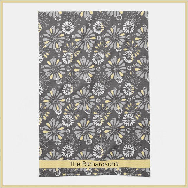 Stylish Grey and Yellow Floral Kitchen Towel (Creator Uploaded)