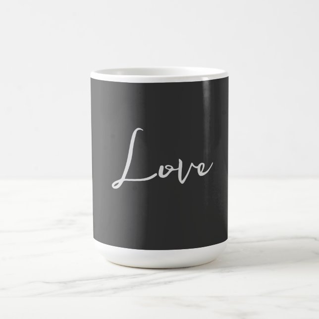 Stylish Grey Background Love Wedding Coffee Mug (Center)