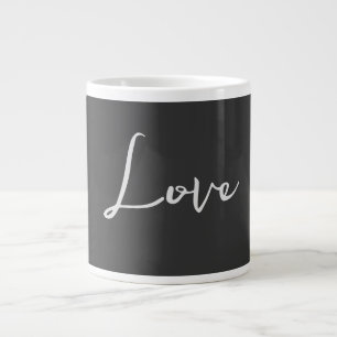 Stylish Grey Background Love Wedding Large Coffee Mug