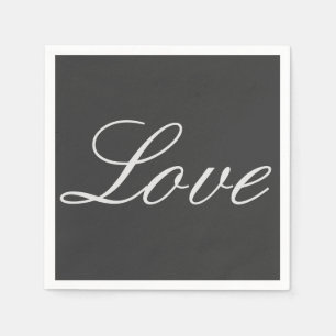 Stylish Grey Background Love Wedding Napkin