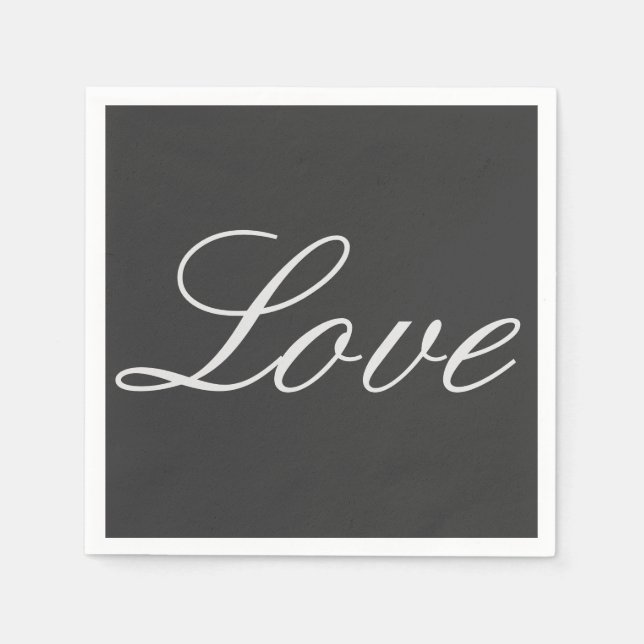 Stylish Grey Background Love Wedding Napkin (Front)
