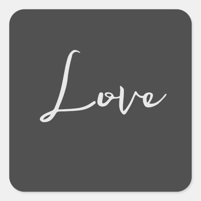 Stylish Grey Background Love Wedding Square Sticker (Front)
