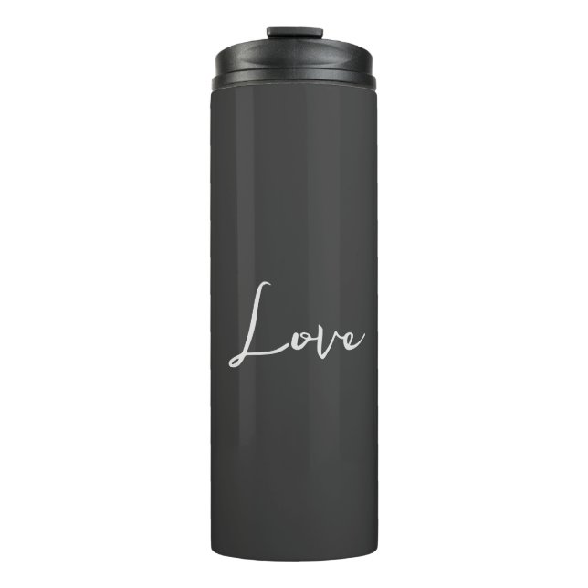 Stylish Grey Background Love Wedding Thermal Tumbler (Front)