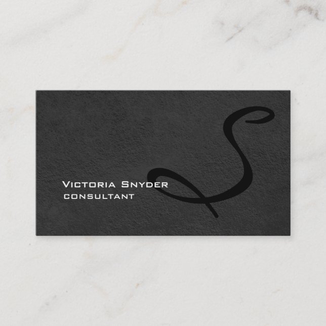 Stylish Grey Black Monogram Professional Business Card (Front)