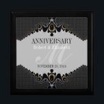 Stylish Grey Black Ornate Wedding Anniversary Gift Gift Box<br><div class="desc">Unique and Stylish fractal art lace in dark grey and black plus damask pattern too - Exquisite and elegant custom Wedding, Anniversary or engagement present. Personalize with names, anniversary date and monogram or numbers - made into a wonderful wooden gift box to keep trinkets, jewellery box for your special keepsakes....</div>