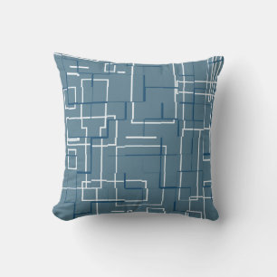 Stylish Grey Blue Pattern Throw Pillow