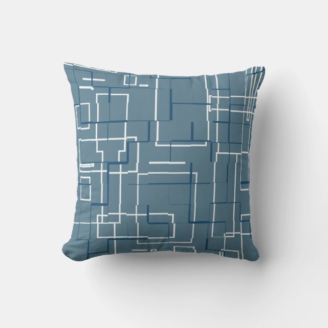 Stylish Grey Blue Pattern Throw Pillow (Front)