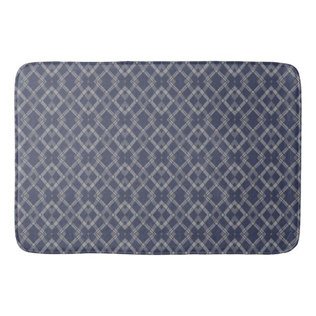 Stylish Grey Blue Patterned Decorator Mat (Front)