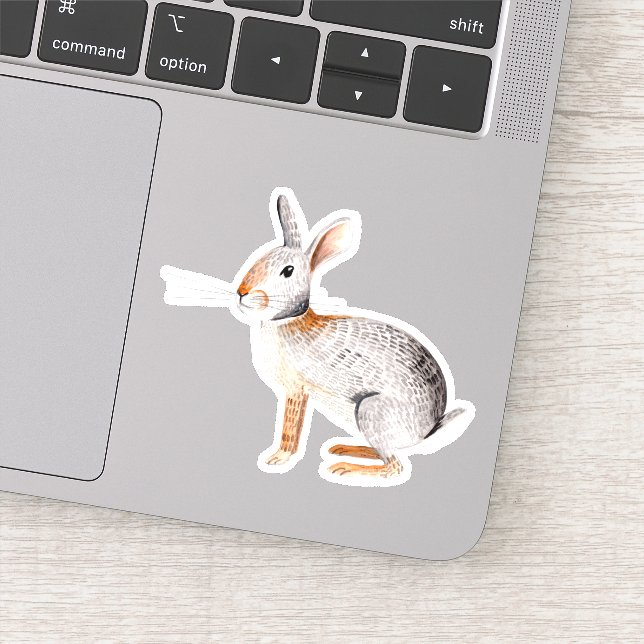 Stylish grey & brown Animal rabbit Sticker (Detail)