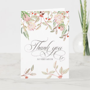 Stylish Grey Calligraphy Script Thank You Folded Card