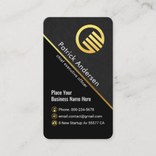 Stylish Grey Grunge Gold Line CEO Boss Business Card