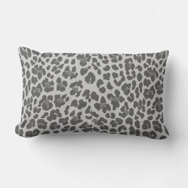 Stylish Grey Leopard Print Pattern Pillow (Front)