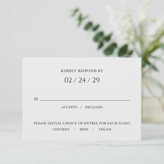 Stylish Grey Modern Wedding RSVP Card (Standing Front)