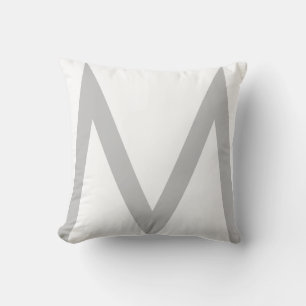 Stylish Grey Monogram on White Throw Pillow