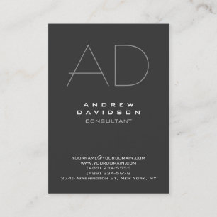 Stylish Grey Monogram Plain Trendy Business Card