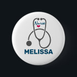 Stylish Grey Nursing Stethescope Illustration 2 Inch Round Button<br><div class="desc">A personalized button with "Nurse" written in a cool script font and a little red heart underneath. Designed with a simple grey stethescope illustration.</div>