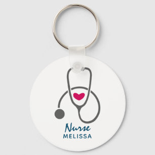 Stylish Grey Nursing Stethescope Illustration Keychain