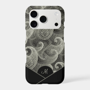 Stylish Grey Paisley Pattern with Monogram