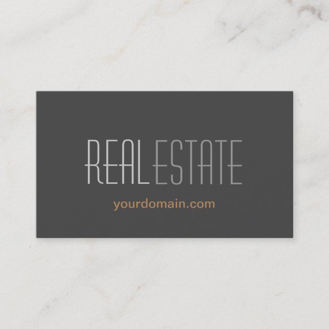 Stylish Grey Real Estate Standard Business Card (Front)