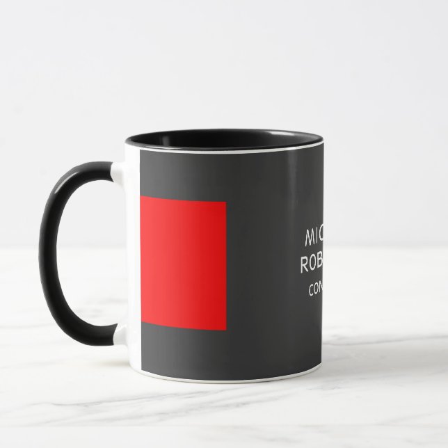 Stylish Grey Red Minimalist Modern Mug (Left)