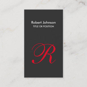 Stylish Grey Red Monogram Business Card