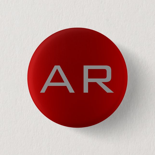 Stylish Grey Red Trendy Monogram 1 Inch Round Button (Front)