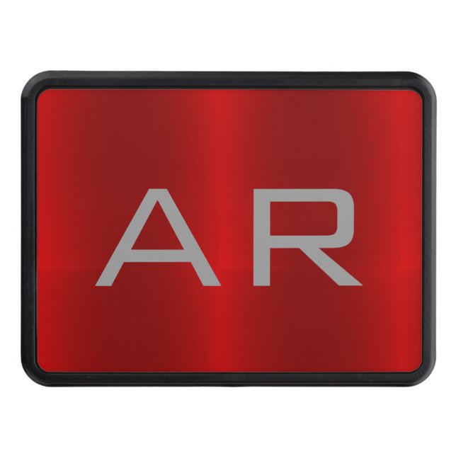 Stylish Grey Red Trendy Monogram Trailer Hitch Cover (Front)