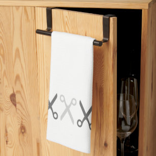 Stylish Grey Scissors Hairdresser Taylor Kitchen Towel