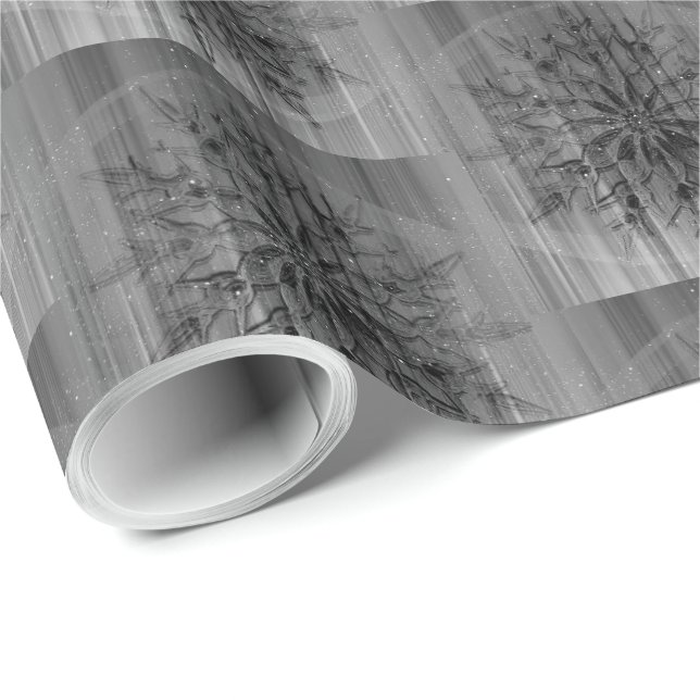 Stylish grey snowflake design Christmas Wrapping Paper (Roll Corner)