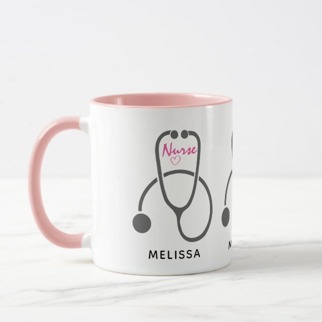 Stylish Grey Stethescope Illustration Nurse Mug (Left)